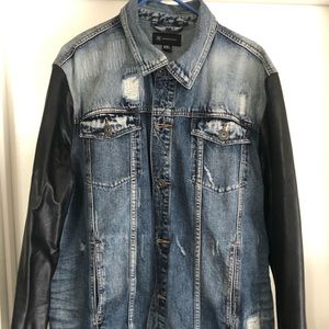 Jean and pleather distressed jacket